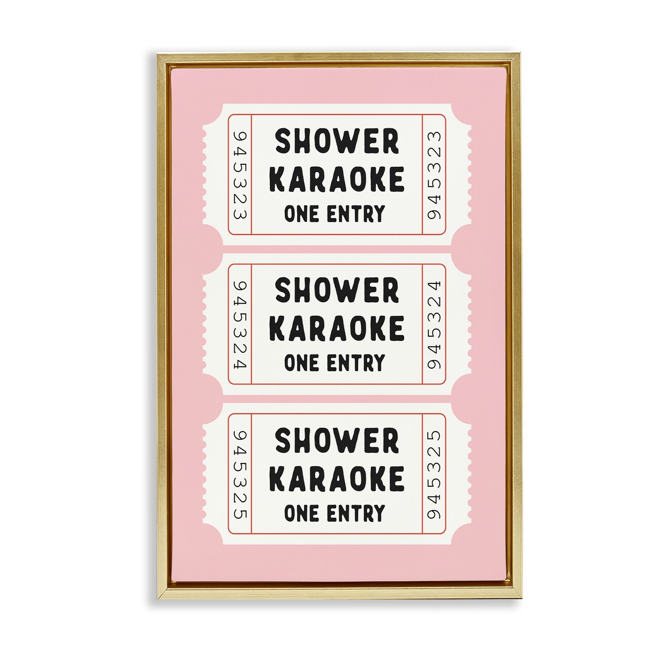 Stupell Industries Pink Shower Karaoke Tickets Floating Frame, design by Lettered and Lined